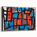 Modern Wall Art - Bold Abstract Composition in Red and Blue