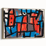 Modern Wall Art - Bold Abstract Composition in Red and Blue