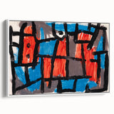 Modern Wall Art - Bold Abstract Composition in Red and Blue