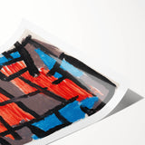 Modern Wall Art - Bold Abstract Composition in Red and Blue