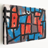 Modern Wall Art - Bold Abstract Composition in Red and Blue