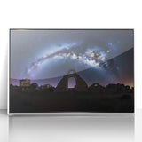 Framed acrylic landscape artwork depicting a majestic castle surrounded by lush greenery, presented in a sleek white frame, perfect for home decor.