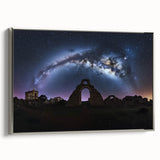 Framed canvas artwork showcasing a picturesque landscape with a majestic castle, bordered by a stylish silver frame, ideal for enhancing home decor.