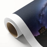 Rolled canvas artwork showcasing a stunning landscape featuring a majestic castle surrounded by lush greenery and blue skies, designed for elegant home decor and art enthusiasts.