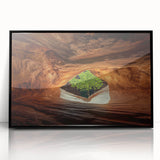 Framed acrylic landscape artwork showcasing a cave scene with rich, earthy tones and intricate details, set in a sleek black frame for modern decor. Ideal for nature lovers and home decoration enthusiasts.