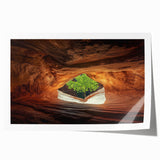 Stunning rolled print showcasing an abstract landscape with vibrant cave formations, featuring earth tones and intricate details, perfect for modern home decor.