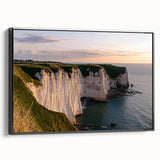 Framed canvas artwork depicting a stunning cliff landscape with vibrant colors, set against a black frame, ideal for enhancing modern home decor and art collections. Perfect for nature lovers seeking to elevate their living space with breathtaking scenery.