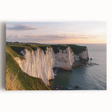 Stretched canvas artwork depicting a dramatic cliff landscape with vibrant colors and intricate details, perfect for home decor or art enthusiasts seeking natural beauty.