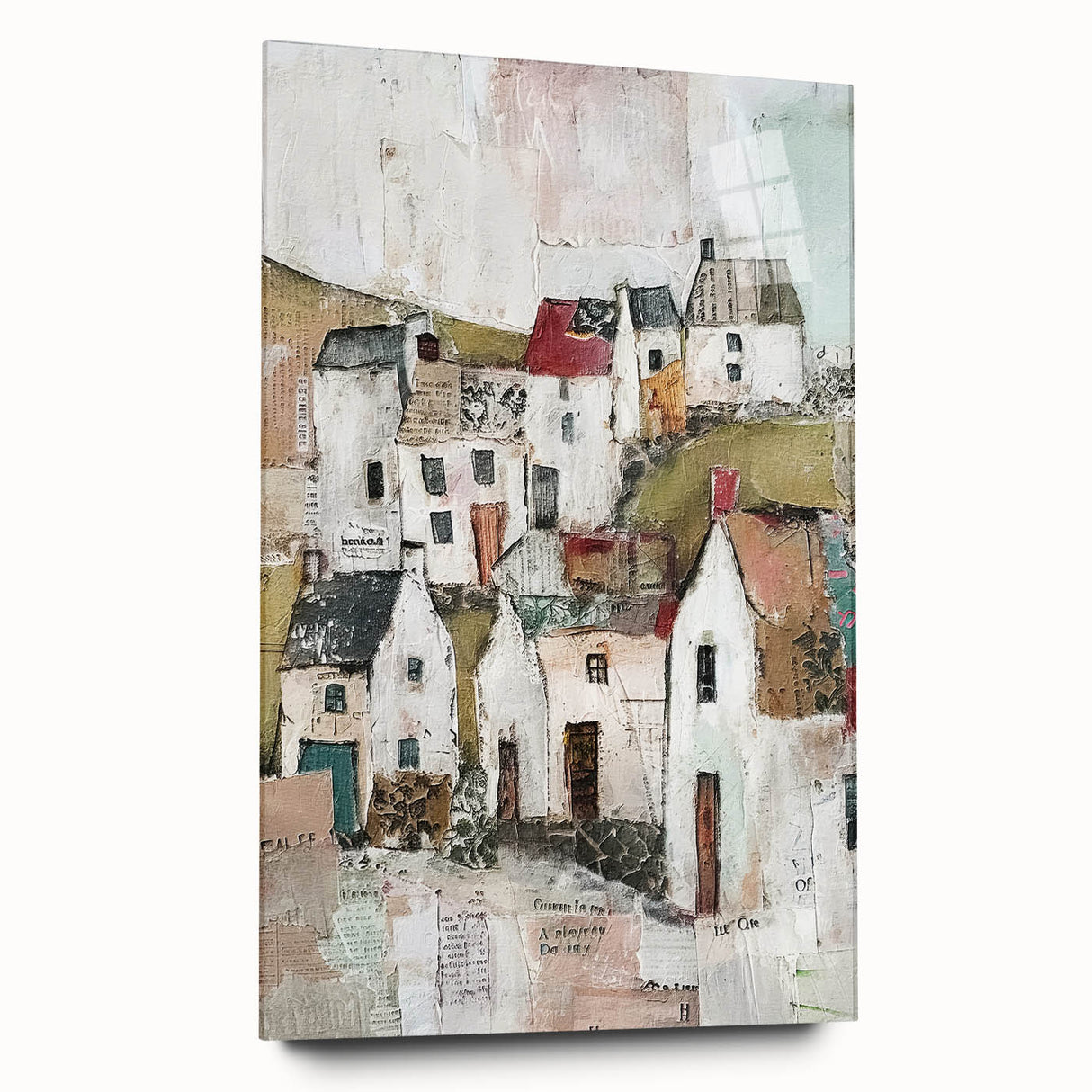 Abstract architectural wall art design in acrylic glass, showcasing geometric shapes and vibrant colors, ideal for modern interior decor.