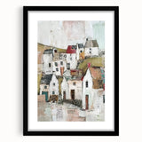 Abstract architectural wall art framed in black with a mat, showcasing geometric designs and modern aesthetics, perfect for contemporary home decor.