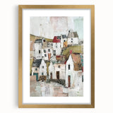 Abstract architecture wall art framed in gold with a white mat, showcasing geometric shapes and lines, perfect for modern home decor. Ideal for adding elegance and sophistication to living spaces.