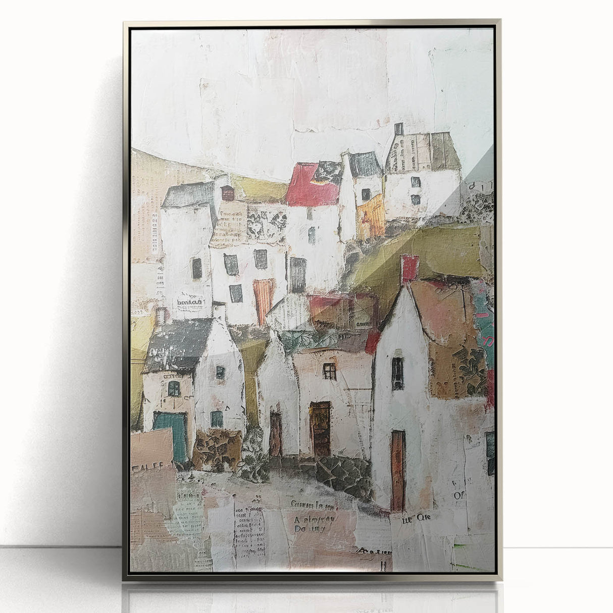 Framed abstract architecture wall art in silver acrylic, showcasing geometric patterns and sleek lines, perfect for modern home decor and artistic interiors.