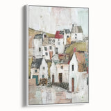 Abstract architectural wall art print featuring a sleek white frame, showcasing dynamic geometric shapes and a modern design that enhances contemporary interiors.