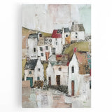 Abstract architecture wall art on stretched canvas, showcasing geometric shapes in vibrant colors, ideal for modern home decor. Perfect for enhancing contemporary interiors.