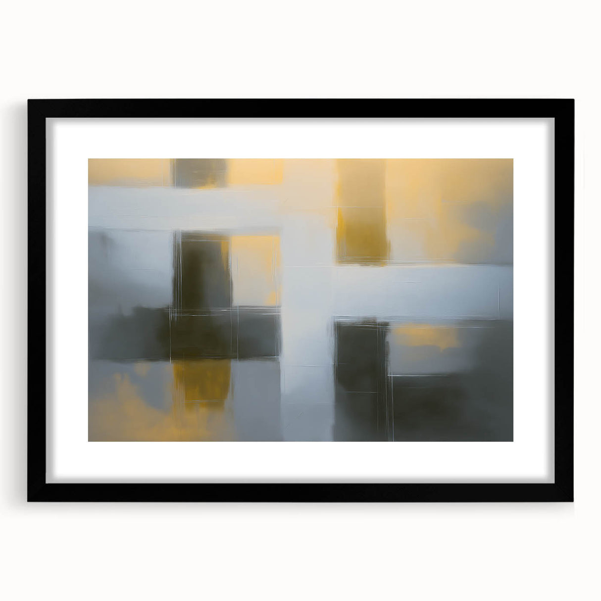 Abstract geometric frame in matte black, showcasing a sleek front view design with sharp angles and a modern aesthetic, ideal for contemporary home decor.