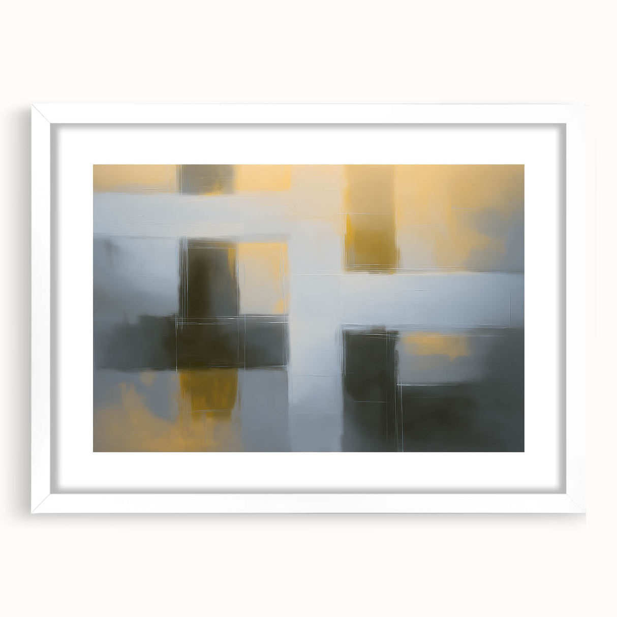 Abstract geometric frame in white with a mat, showcasing a modern design suitable for contemporary decor, featuring sharp angles and a sleek finish.
