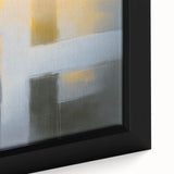 Abstract geometric art print featuring vibrant colors and sharp angles, framed for an elegant display. Ideal for modern home decor and artistic accents.