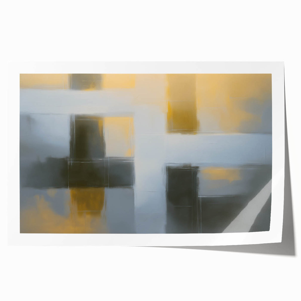 Abstract geometric rolled print showcasing vibrant colors and intricate patterns, elegantly packaged in a protective cardboard tube, ideal for modern home decor.