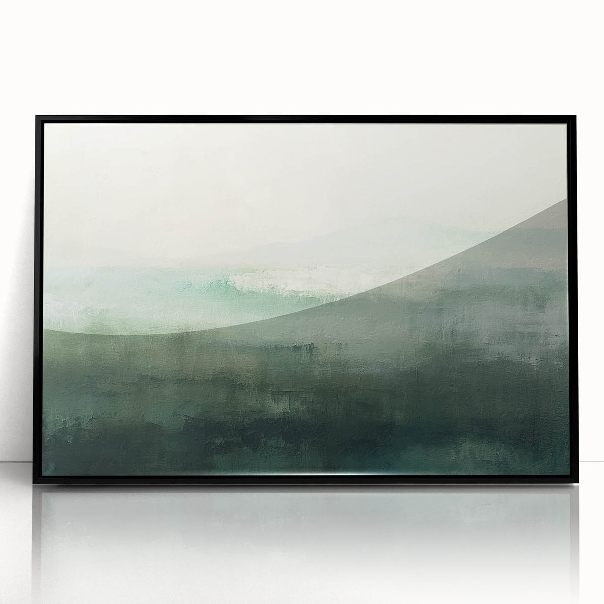 Framed acrylic wall art showcasing an abstract landscape design in vibrant colors, featuring a sleek black frame, perfect for modern home decor.
