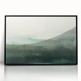Framed acrylic wall art showcasing an abstract landscape design in vibrant colors, featuring a sleek black frame, perfect for modern home decor.