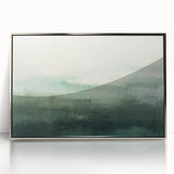 Framed acrylic wall art showcasing an abstract landscape design with silver accents, ideal for modern home decor. Perfect for adding elegance to any space.