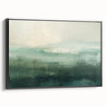Framed abstract landscape wall art on canvas, showcasing a modern design with vibrant colors and intricate textures, displayed against a black backdrop. Ideal for contemporary home decor.