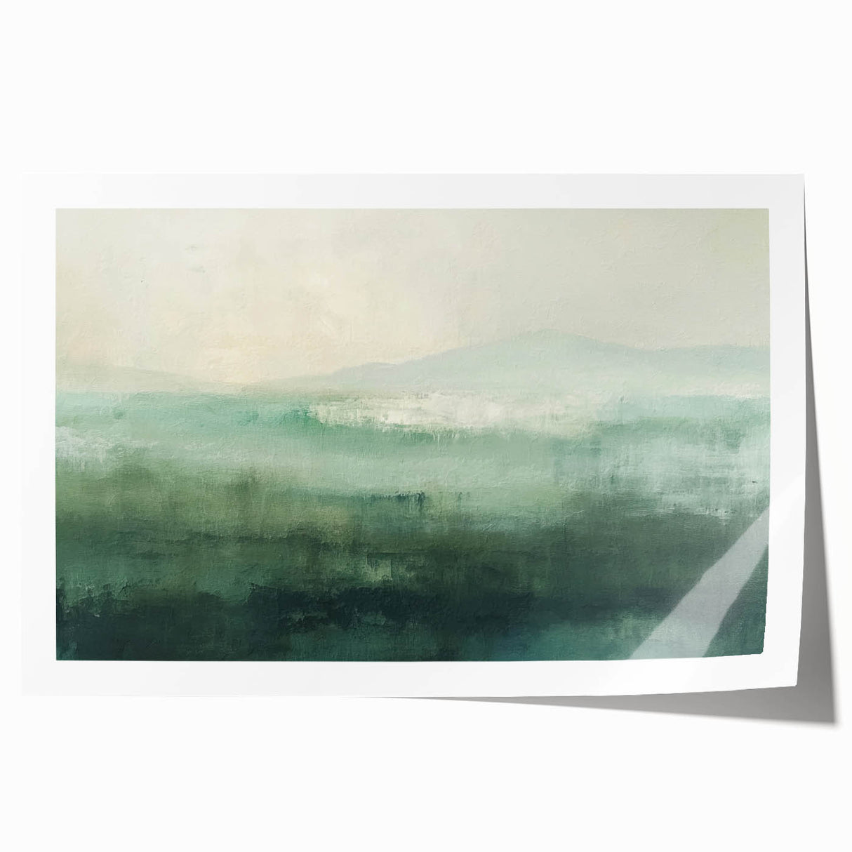 Abstract landscape wall art print showcasing vibrant colors and fluid shapes, rolled for easy transport, ideal for modern home decor. Perfect for adding artistic flair to any room.