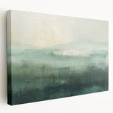 Abstract landscape wall art on stretched canvas, showcasing vibrant colors and fluid shapes, designed to enhance modern interior decor with artistic flair.