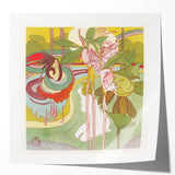 Colorful Art Deco Wall Art - Enchanting Garden Scene with Abstract Detail