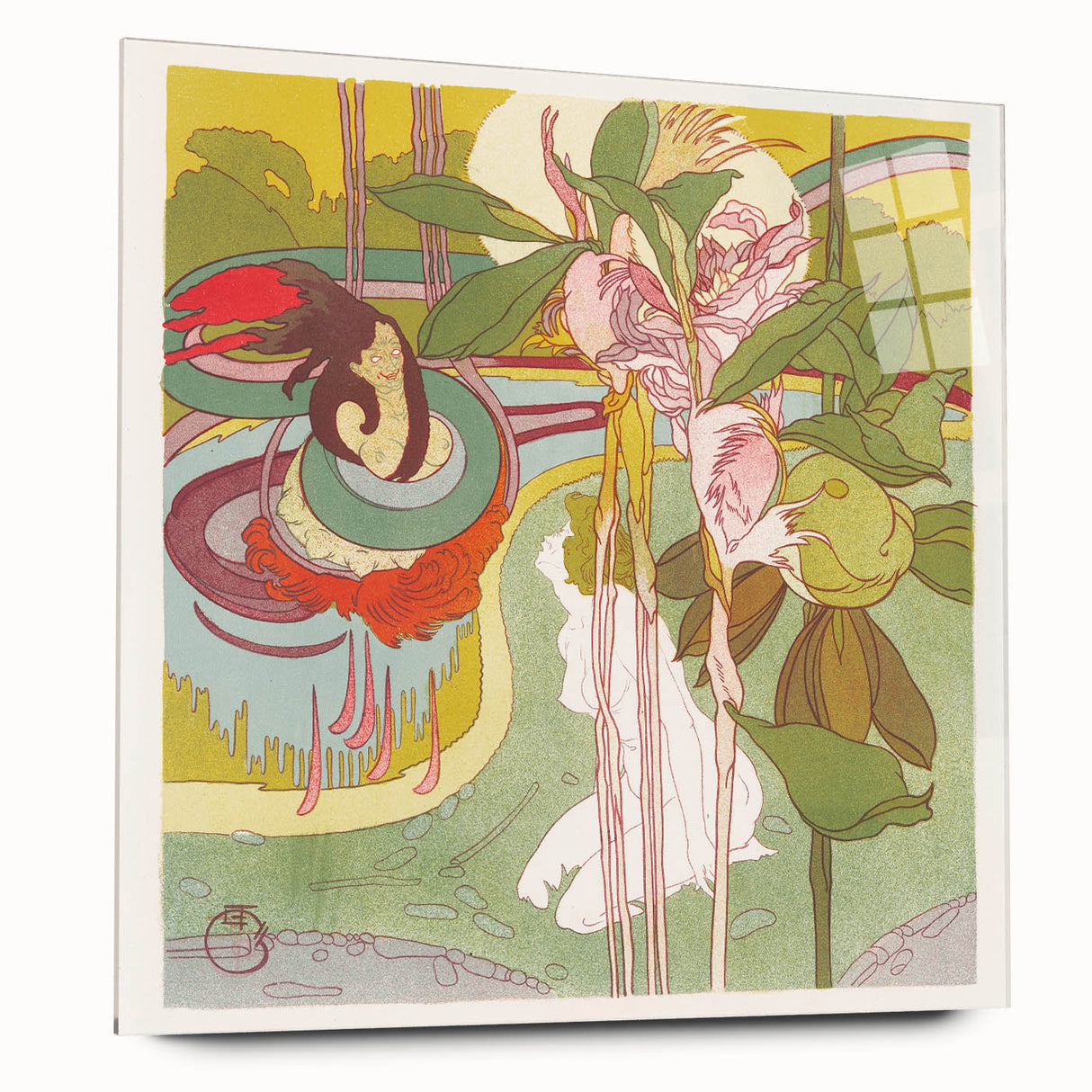 Colorful Art Deco Wall Art - Enchanting Garden Scene with Abstract Detail