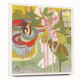 Colorful Art Deco Wall Art - Enchanting Garden Scene with Abstract Detail