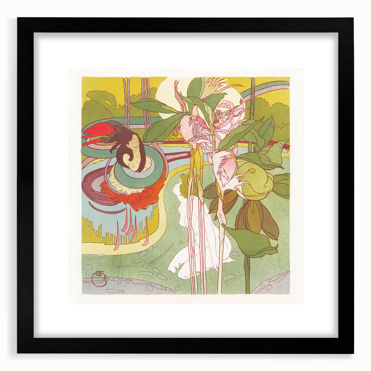 Colorful Art Deco Wall Art - Enchanting Garden Scene with Abstract Detail