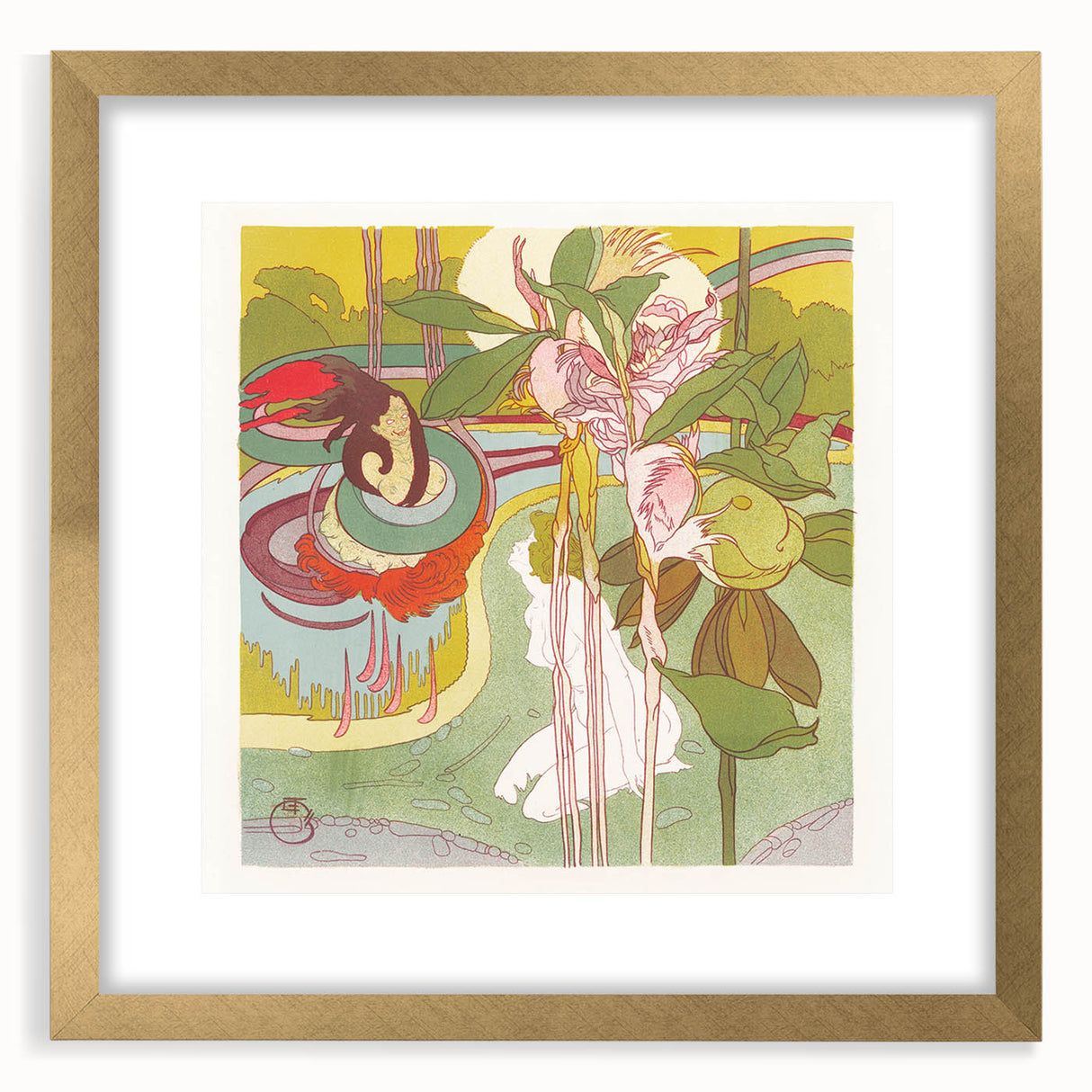 Colorful Art Deco Wall Art - Enchanting Garden Scene with Abstract Detail
