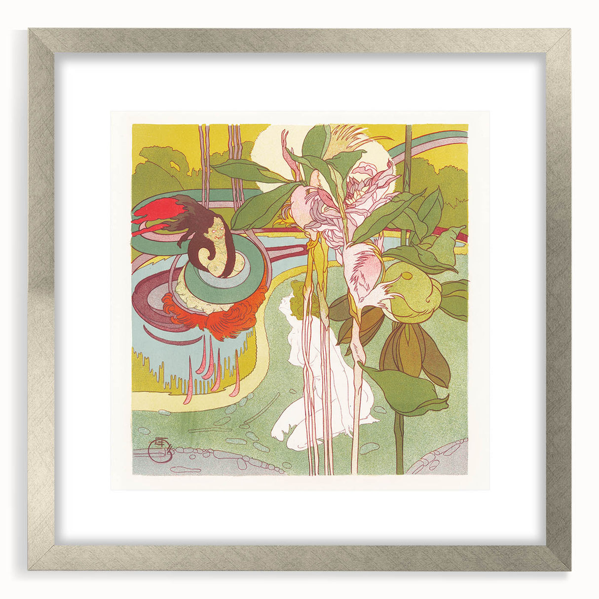 Colorful Art Deco Wall Art - Enchanting Garden Scene with Abstract Detail