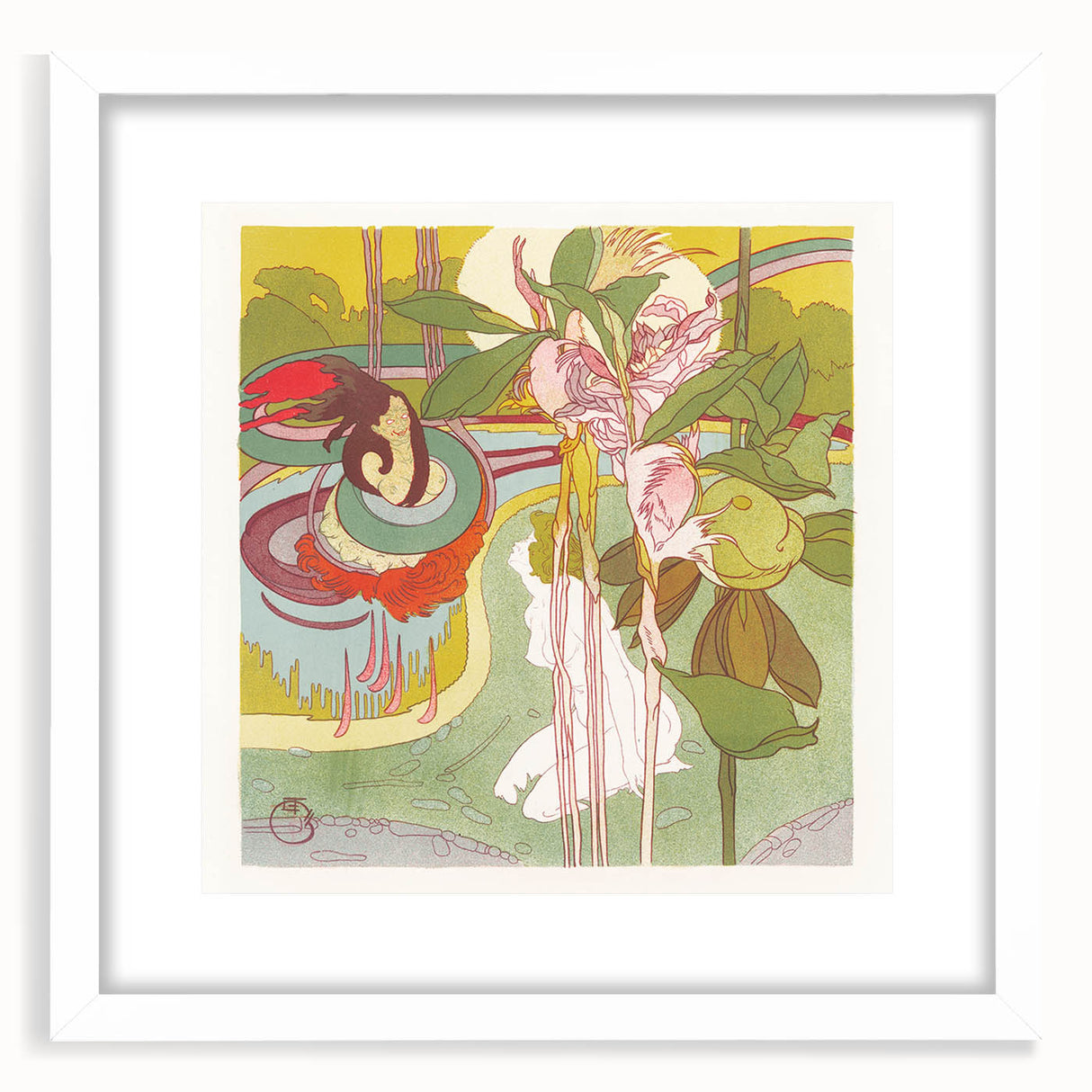Colorful Art Deco Wall Art - Enchanting Garden Scene with Abstract Detail