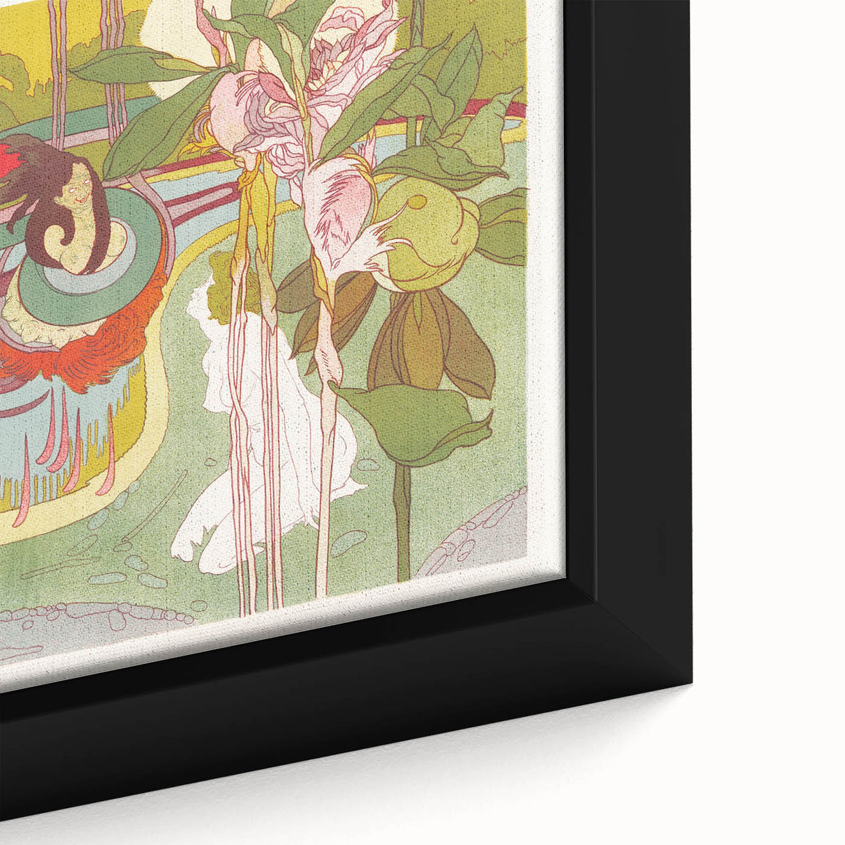 Colorful Art Deco Wall Art - Enchanting Garden Scene with Abstract Detail