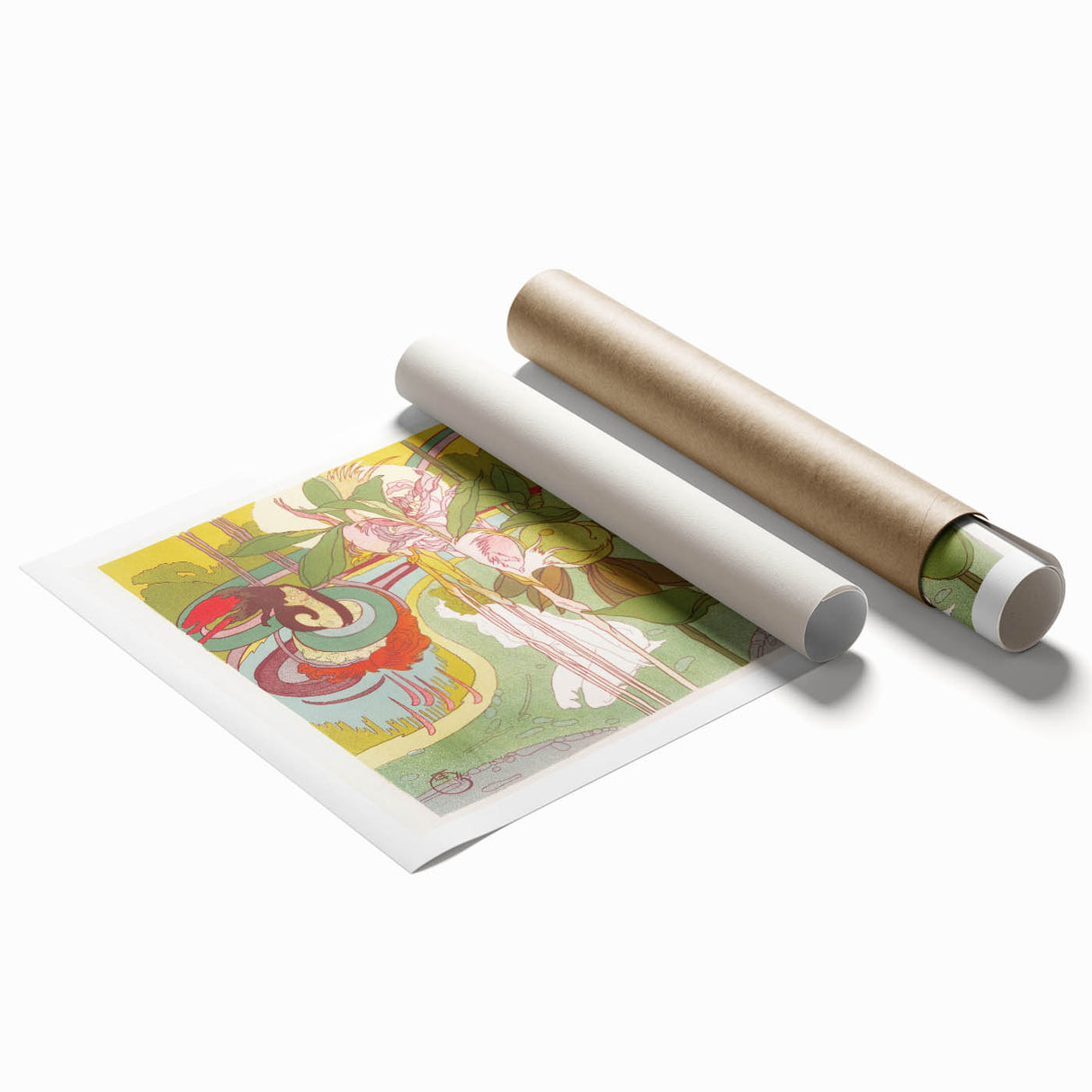 Colorful Art Deco Wall Art - Enchanting Garden Scene with Abstract Detail