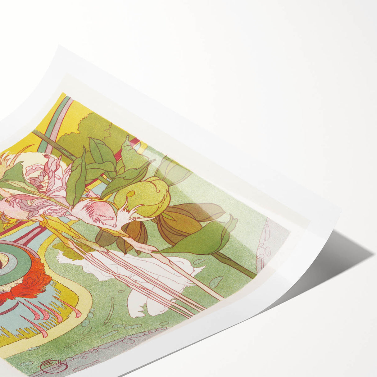 Colorful Art Deco Wall Art - Enchanting Garden Scene with Abstract Detail