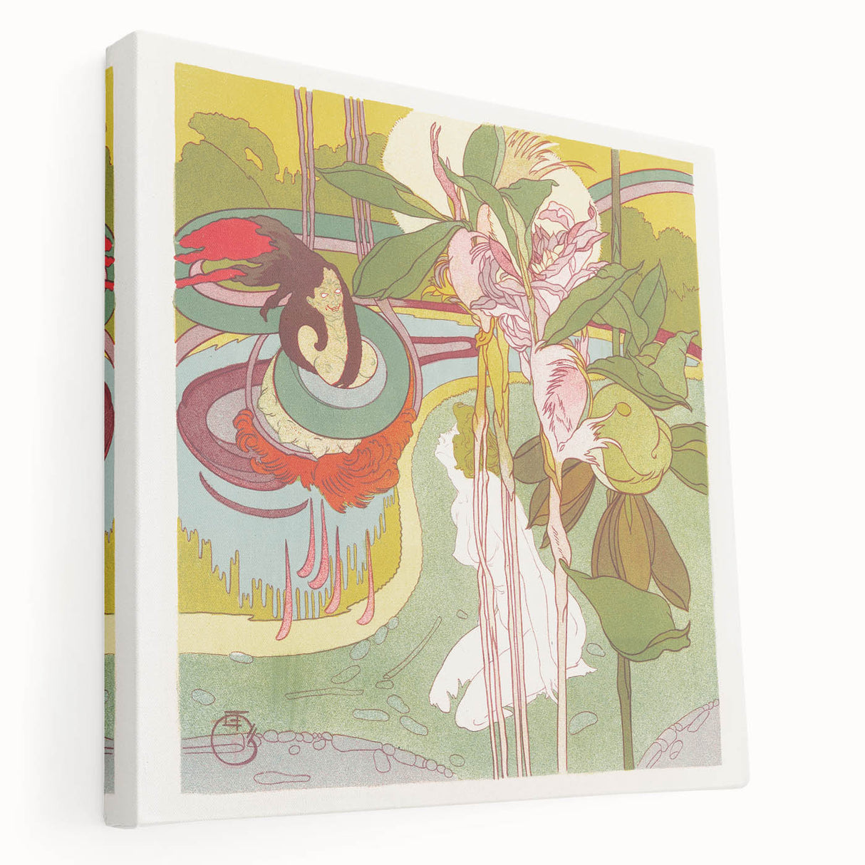 Colorful Art Deco Wall Art - Enchanting Garden Scene with Abstract Detail