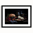 Extra large framed wall art featuring an abstract print of colorful food dishes in vibrant shades.