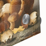 Large abstract wall art featuring assorted fruits in vibrant colors on acrylic glass, ideal for dining room decor.