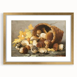 Extra large abstract art print featuring textured fruits in vibrant colors on a gold-framed canvas.