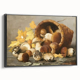 Black and white framed canvas featuring a vintage poster art style landscape of fruits, ideal for bedroom wall decor.