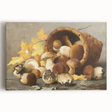 Black and white stretched canvas featuring an assortment of fruits, ideal for kitchen wall art.