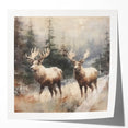 Christmas Acrylic Prints - Winter Scene with Majestic Elk on Canvas