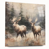 Christmas Acrylic Prints - Winter Scene with Majestic Elk on Canvas