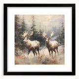 Christmas Acrylic Prints - Winter Scene with Majestic Elk on Canvas