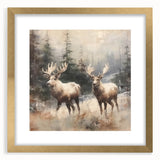 Christmas Acrylic Prints - Winter Scene with Majestic Elk on Canvas