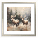 Christmas Acrylic Prints - Winter Scene with Majestic Elk on Canvas