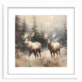 Christmas Acrylic Prints - Winter Scene with Majestic Elk on Canvas